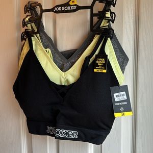 NWT JOE BOXER INTIMATE 3 BRA SET NEON GREEN/YELLOW, GRAY & BLACK!!!!